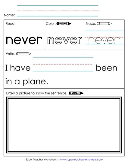 Worksheet 3: Never (Printable PDF Worksheet)