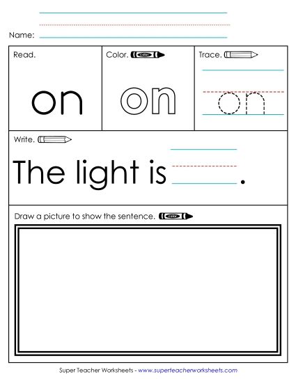 Worksheet 3: On (Printable PDF Worksheet)