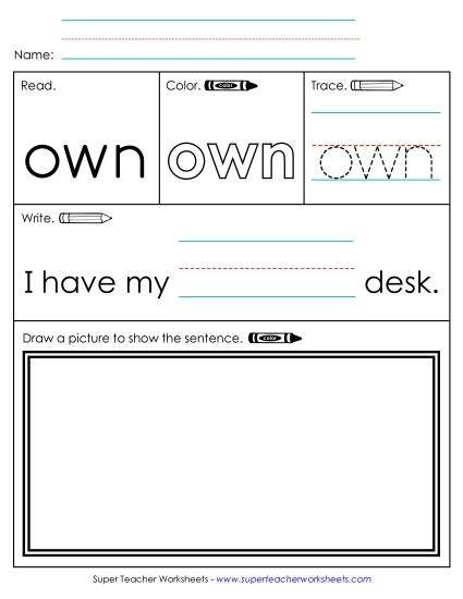 Worksheet 3: Own (Printable PDF Worksheet)