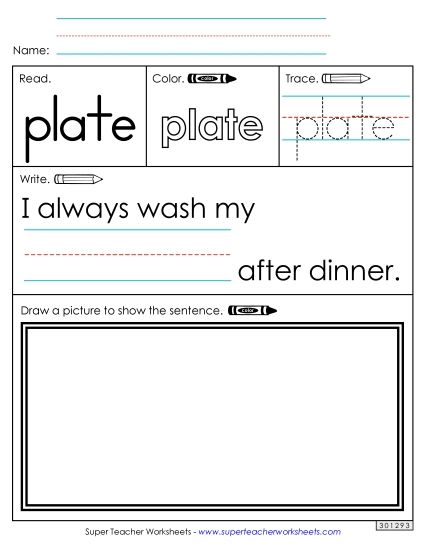 Worksheet 3: Plate (Printable PDF Worksheet)