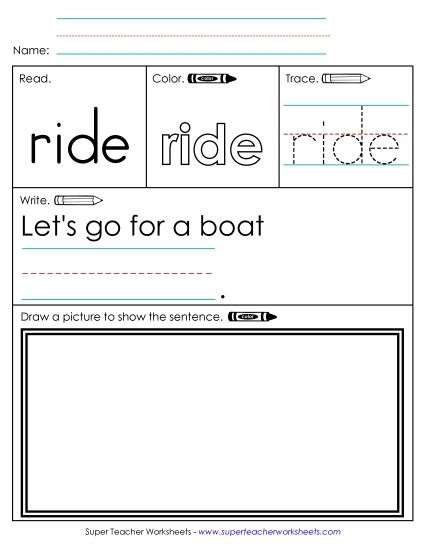 Worksheet 3: Ride (Printable PDF Worksheet)