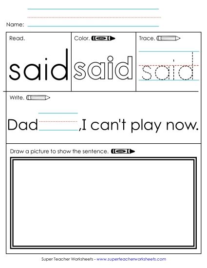 Worksheet 3: Said (Printable PDF Worksheet)