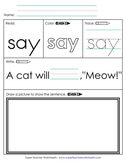 Worksheet 3: Say (Printable PDF Worksheet)