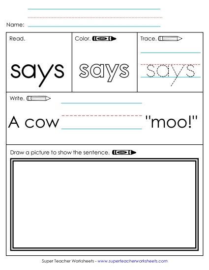 Worksheet 3: Says (Printable PDF Worksheet)