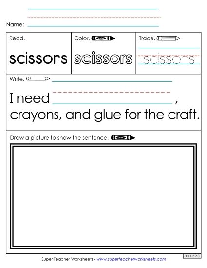 Worksheet 3: Scissors (Printable PDF Worksheet)