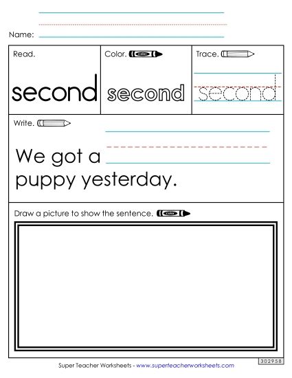 Worksheet 3: Second (Printable PDF Worksheet)