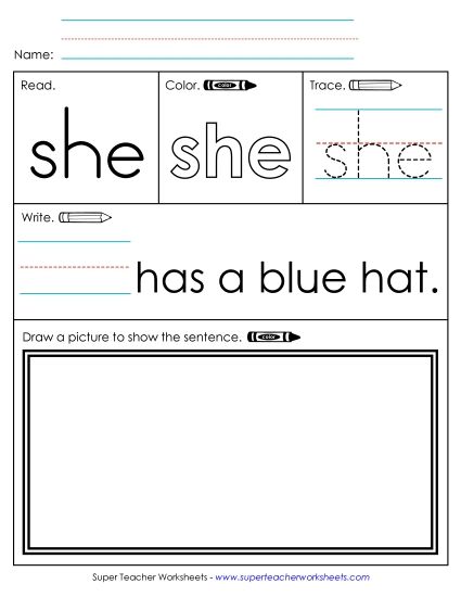 Worksheet 3: She (Printable PDF Worksheet)