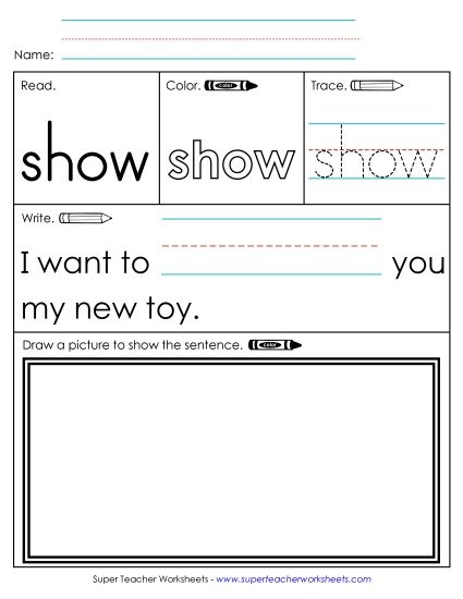 Worksheet 3: Show (Printable PDF Worksheet)