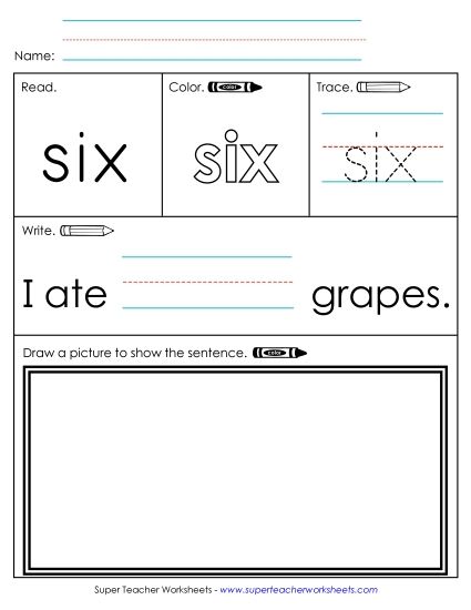Worksheet 3: Six (Printable PDF Worksheet)