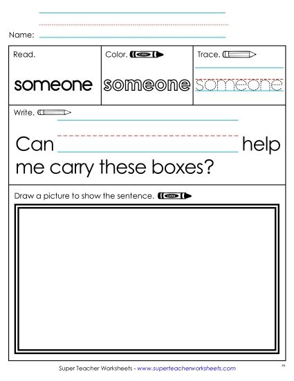 Worksheet 3: Someone (Printable PDF Worksheet)