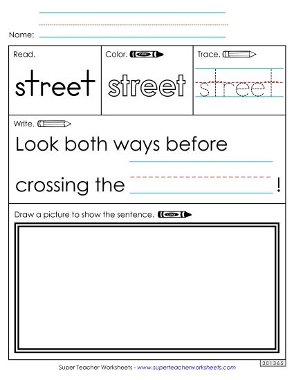 Worksheet 3: Street (Printable PDF Worksheet)