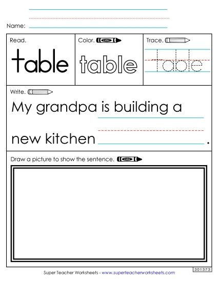 Worksheet 3: Table (Printable PDF Worksheet)