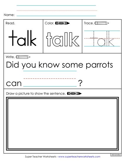 Worksheet 3: Talk (Printable PDF Worksheet)