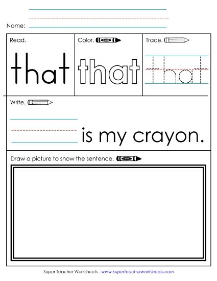 Worksheet 3: That (Printable PDF Worksheet)