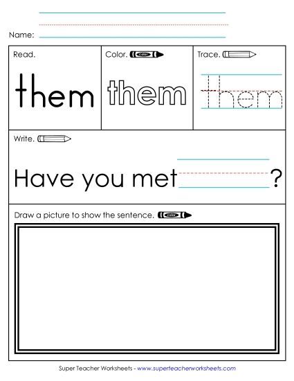Worksheet 3: Them (Printable PDF Worksheet)