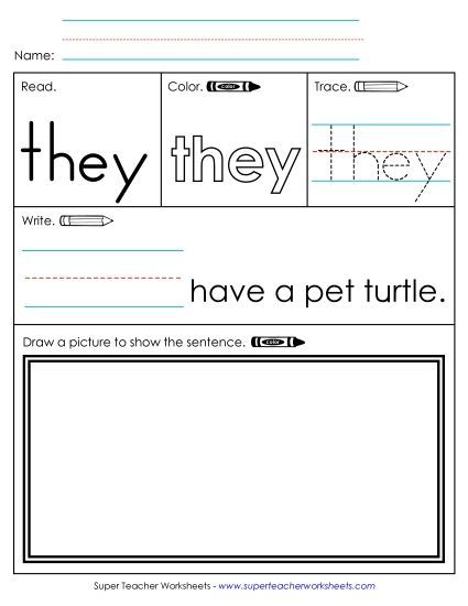 Worksheet 3: They (Printable PDF Worksheet)