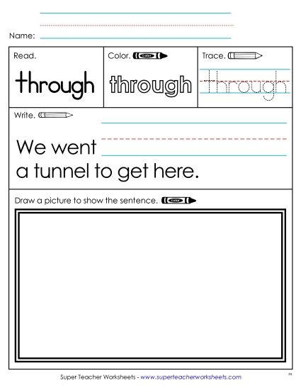 Worksheet 3: Through (Printable PDF Worksheet)