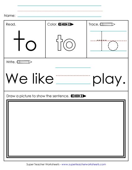 Worksheet 3: To (Printable PDF Worksheet)