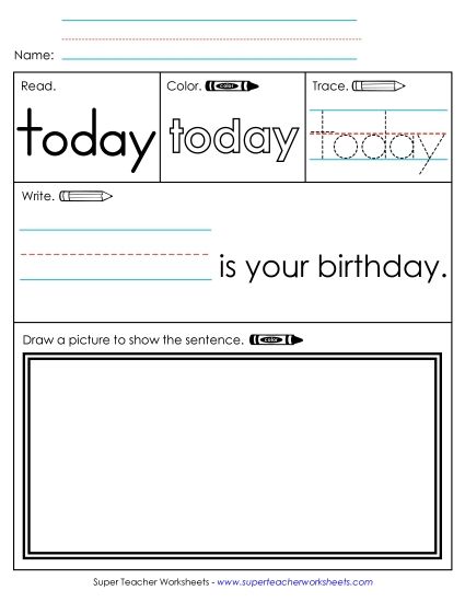 Worksheet 3: Today (Printable PDF Worksheet)