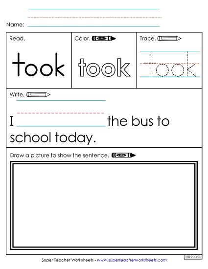 Worksheet 3: Took (Printable PDF Worksheet)