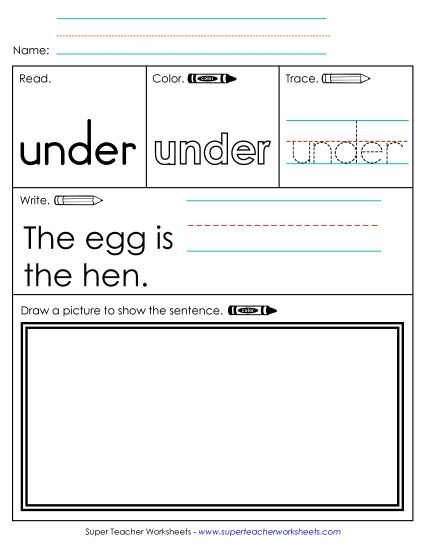 Worksheet 3: Under (Printable PDF Worksheet)