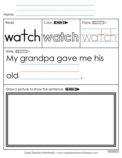 Worksheet 3: Watch (Printable PDF Worksheet)