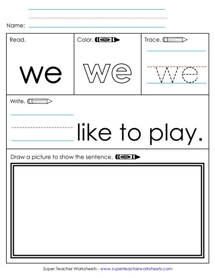 Worksheet 3: We (Printable PDF Worksheet)