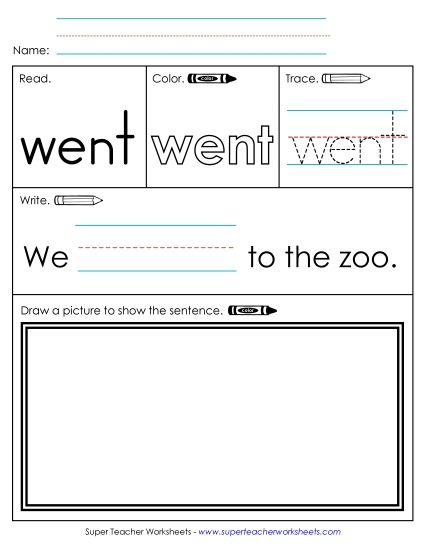 Worksheet 3: Went (Printable PDF Worksheet)