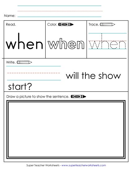 Worksheet 3: When (Printable PDF Worksheet)