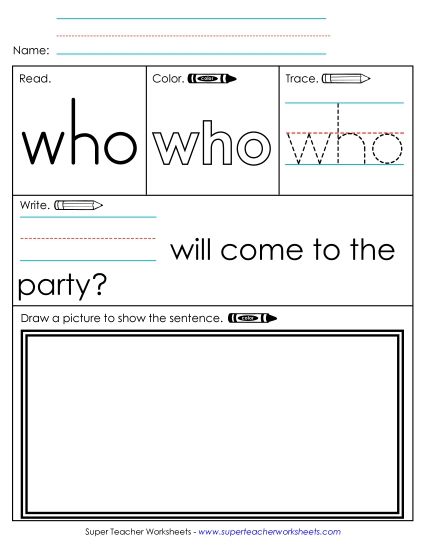 Worksheet 3: Who (Printable PDF Worksheet)