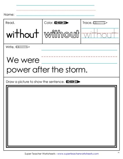 Worksheet 3: Without (Printable PDF Worksheet)