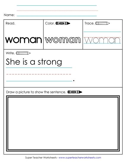 Worksheet 3: Woman (Printable PDF Worksheet)