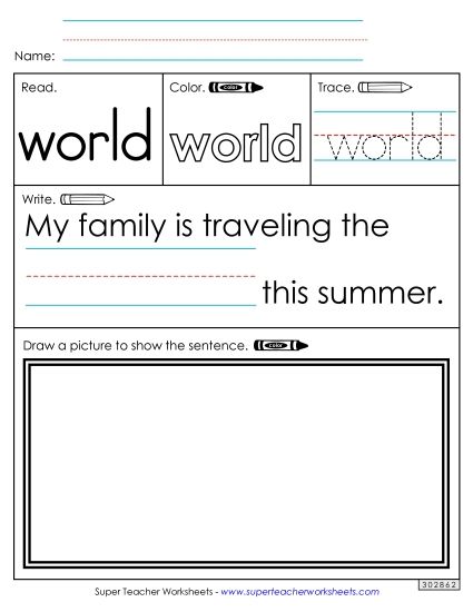 Worksheet 3: World (Printable PDF Worksheet)