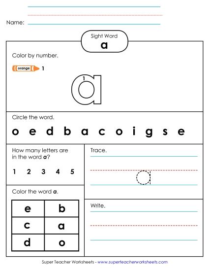 Worksheet 4: A (Printable PDF Worksheet)