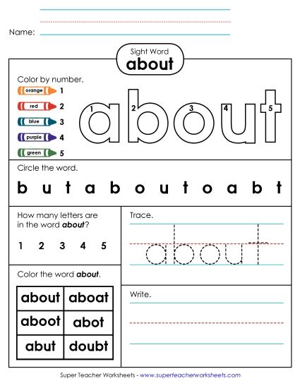 Worksheet 4: About (Printable PDF Worksheet)