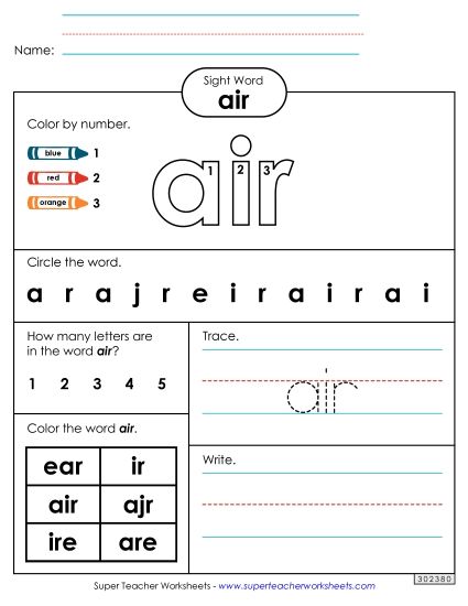 Worksheet 4: Air (Printable PDF Worksheet)