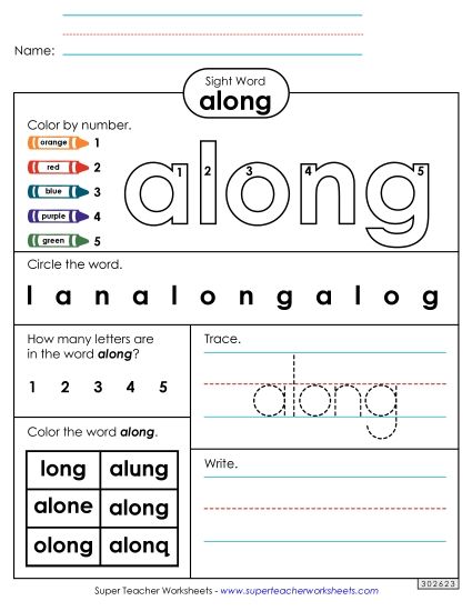 Worksheet 4: Along (Printable PDF Worksheet)