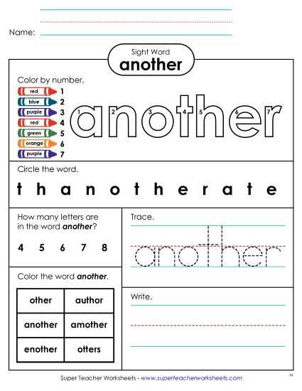 Worksheet 4: Another (Printable PDF Worksheet)
