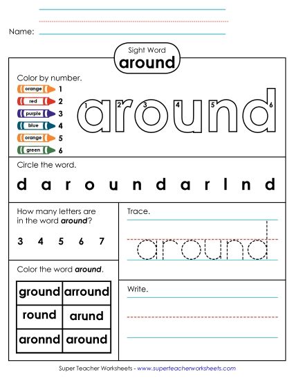 Worksheet 4: Around (Printable PDF Worksheet)