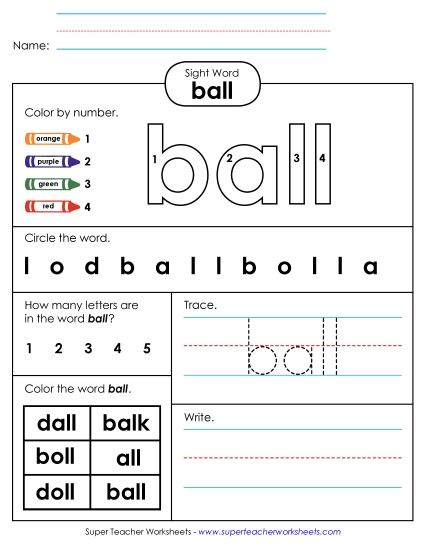 Worksheet 4: Ball (Printable PDF Worksheet)