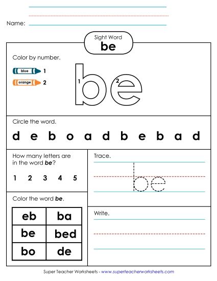 Worksheet 4: Be (Printable PDF Worksheet)
