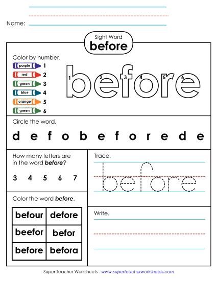 Worksheet 4: Before (Printable PDF Worksheet)