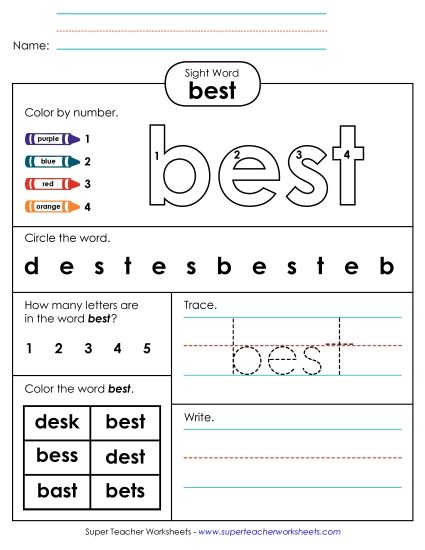 Worksheet 4: Best (Printable PDF Worksheet)