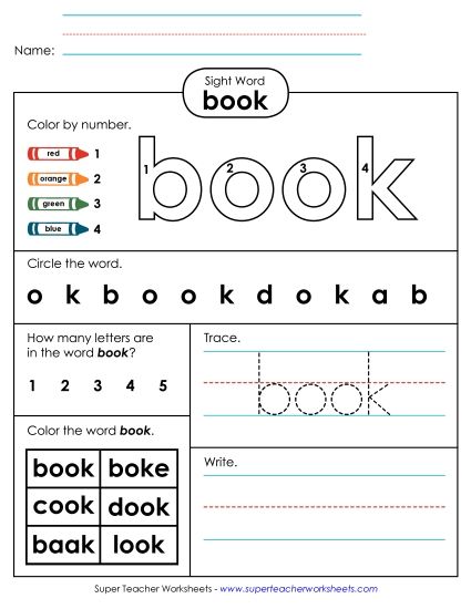 Worksheet 4: Book (Printable PDF Worksheet)