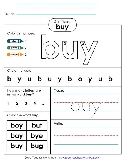 Worksheet 4: Buy (Printable PDF Worksheet)