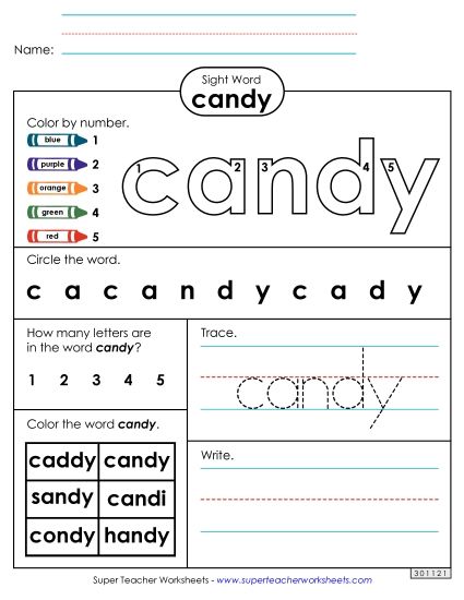Worksheet 4: Candy (Printable PDF Worksheet)