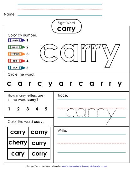 Worksheet 4: Carry (Printable PDF Worksheet)
