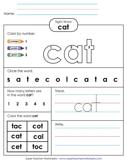 Worksheet 4: Cat (Printable PDF Worksheet)