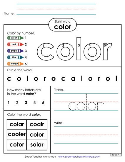 Worksheet 4: Color (Printable PDF Worksheet)