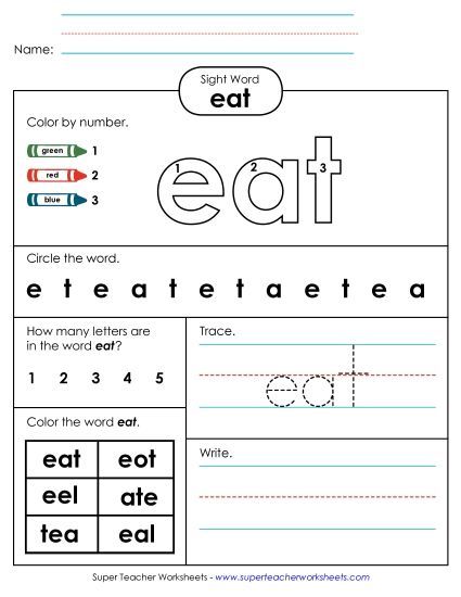 Worksheet 4: Eat (Printable PDF Worksheet)